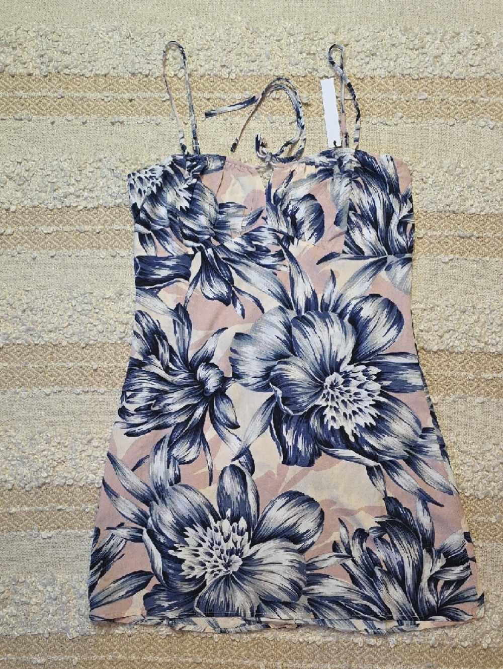 Blue Floral Spaghetti-Strap Mini Dress - Elegant Summer Style Medium (S)
